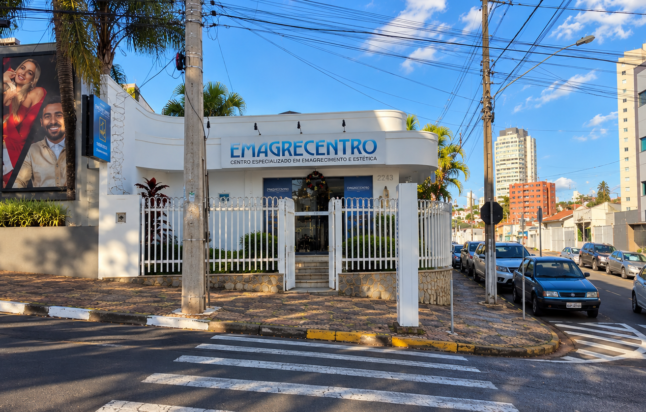 Fachada da unidade Emagrecentro Franca, localizada na Av. Major Nicácio, 2243, Cidade Nova